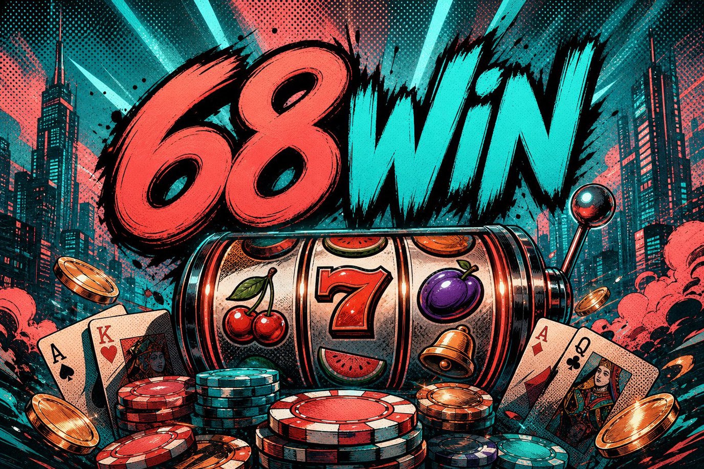 Màn hình chính game Crazy 777 trên 68WIN với ba cuộn và nút quay ở giữa